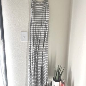 Lauren Conrad maxi dress gray and white stripe
